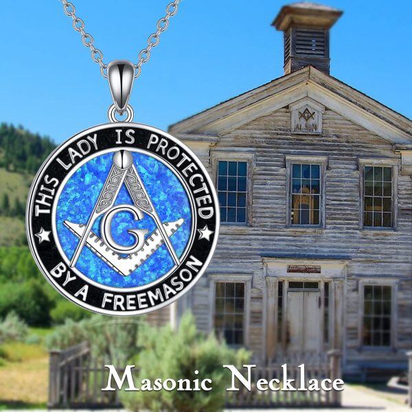 Sterling Silver Masonic Pendant Necklace-3