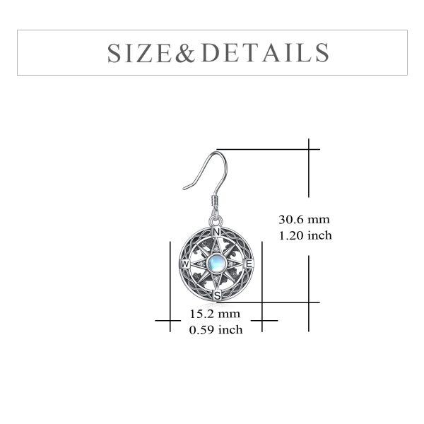 Sterling Silver Compass Moonstone Earrings-3