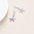wholesale 925 Sterling Silver Pink Crystal Starfish Leverback Earrings for Women-0-1