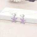 wholesale 925 Sterling Silver Pink Crystal Starfish Leverback Earrings for Women-0-2