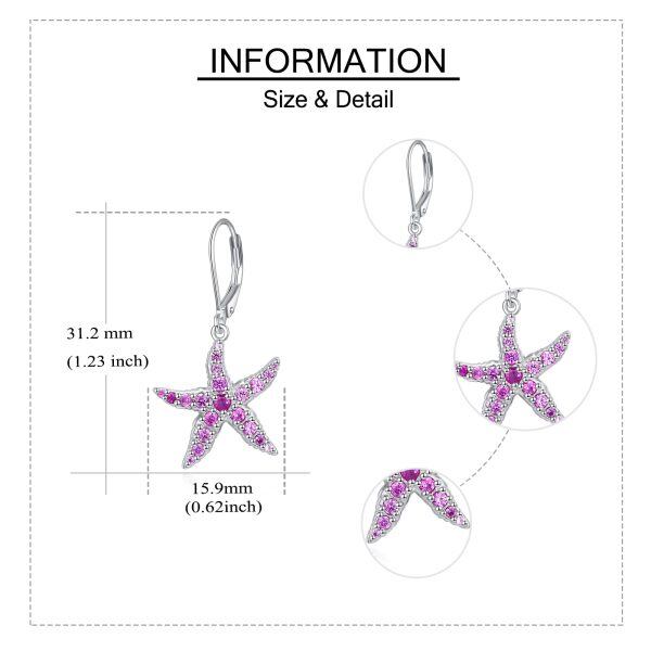 Sterling Silver Starfish Dangle Drop Earrings-3