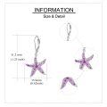 wholesale 925 Sterling Silver Pink Crystal Starfish Leverback Earrings for Women-0-3