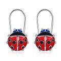 wholesale 925 Sterling Silver Beetle Shape Drop Earrings for Women - Red & Black Enamel-0-0