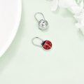 wholesale 925 Sterling Silver Beetle Shape Drop Earrings for Women - Red & Black Enamel-0-2