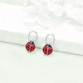 wholesale 925 Sterling Silver Beetle Shape Drop Earrings for Women - Red & Black Enamel-0-3