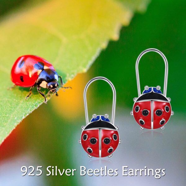 Sterling Silver Beetles Pin Earrings -5