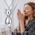 wholesale 925 Sterling Silver Cat Urn Pendant with Chain - Keepsake Jewelry for Pet Ashes-0-4