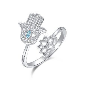 Sterling Silver Hand of Hamsa Rings-0