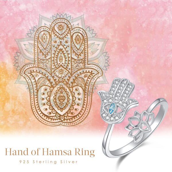 Sterling Silver Hand of Hamsa Rings-5