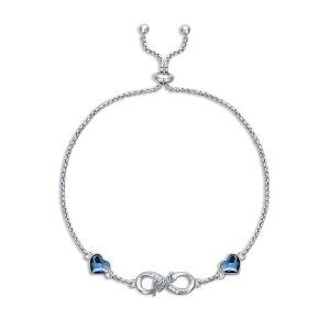 Sterling Silver Infinity Aunt Heart-Shaped Crystal Bracelet-0