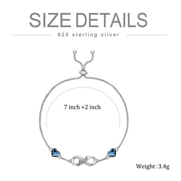 Sterling Silver Infinity Aunt Heart-Shaped Crystal Bracelet-5