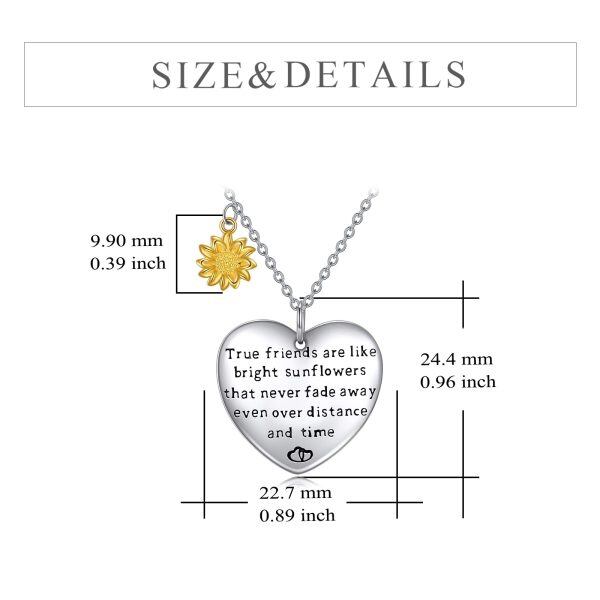 Sterling Silver Friendship Best Friend Sunflower Necklace-3