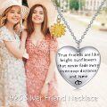 wholesale 925 Sterling Silver Heart-Shaped Pendant with Gold Sunflower Charm and Inspirational Quote - True Friends Are Like Bright Sunflowers That Never Fade Away Even Over Distance And Time-0-5