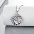 wholesale 925 Sterling Silver Rainbow Crystal Triple Moon Pentagram Pendant Necklace for Women-0-1
