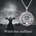 wholesale 925 Sterling Silver Rainbow Crystal Triple Moon Pentagram Pendant Necklace for Women-0-4