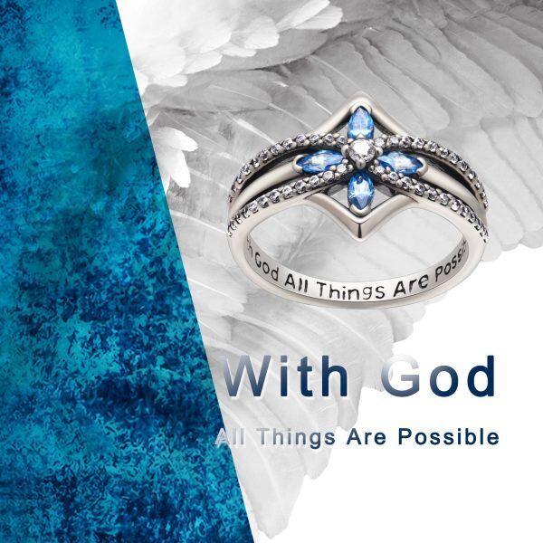 Sterling Silver With God All Things Are Possible Rings -3