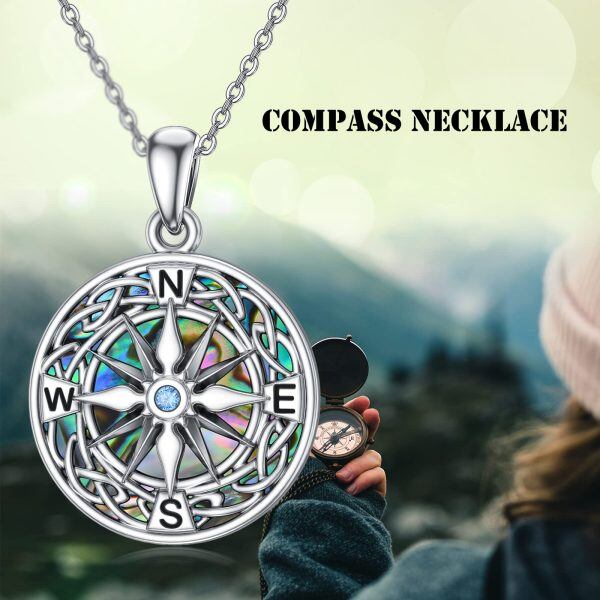 Sterling Silver Compass Necklace-2