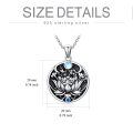 wholesale 925 Sterling Silver Round Lotus Evil Eye Pendant Necklace with Moonstone and Sapphire for Women-0-4