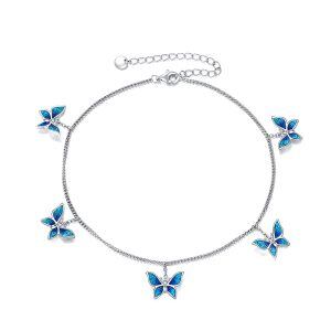 Sterling Silver Butterfly Anklets Bracelet-0