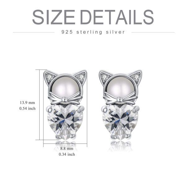 Sterling Silver Cat Stud Earrings -4