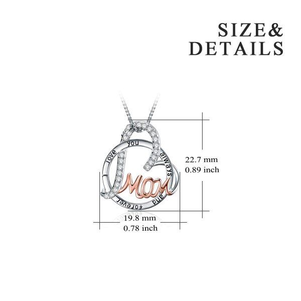 Sterling Silver Mom Zircon Pendant Necklaces -2