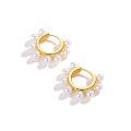 wholesale 925 Sterling Silver 925 Gold Plated Small Round White Pearls Huggie Hoop Earrings for Women-0-6
