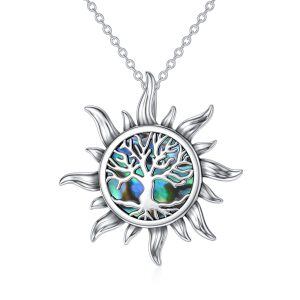 Sterling Silver Tree of Life Sun Necklace -0