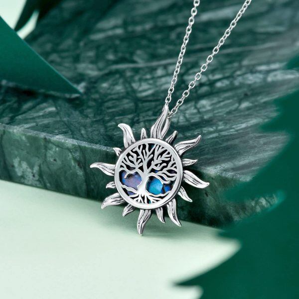 Sterling Silver Tree of Life Sun Necklace -2