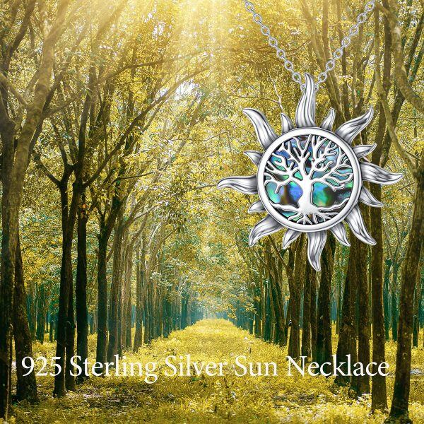 Sterling Silver Tree of Life Sun Necklace -4