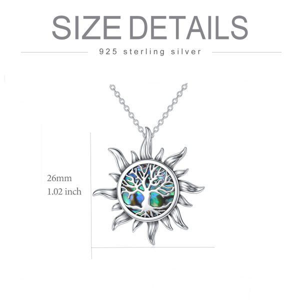 Sterling Silver Tree of Life Sun Necklace -5