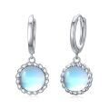 wholesale 925 Sterling Silver Blue Moonstone Round Drop Earrings for Women Girl's Gift-0-0