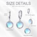 wholesale 925 Sterling Silver Blue Moonstone Round Drop Earrings for Women Girl's Gift-0-5