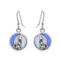 wholesale 925 Sterling Silver Blue Fire Opal Wolf Moon Drop Earrings Gift for Women Girls-0-0