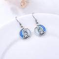 wholesale 925 Sterling Silver Blue Fire Opal Wolf Moon Drop Earrings Gift for Women Girls-0-3