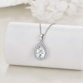 wholesale 925 Sterling Silver Tear Drop Cubic Zirconia Pendant Necklace for Women-0-3