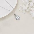 wholesale 925 Sterling Silver Tear Drop Cubic Zirconia Pendant Necklace for Women-0-4
