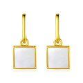 wholesale Gold 925 Sterling Silver Square Mother of Pearl Drop Earrings for Women and Girls-0-0