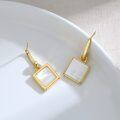 wholesale Gold 925 Sterling Silver Square Mother of Pearl Drop Earrings for Women and Girls-0-1
