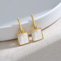 wholesale Gold 925 Sterling Silver Square Mother of Pearl Drop Earrings for Women and Girls-0-2