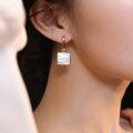 wholesale Gold 925 Sterling Silver Square Mother of Pearl Drop Earrings for Women and Girls-0-4