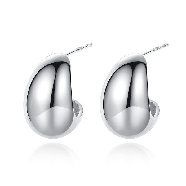 Sterling Silver Delicate L Shape Earrings-0