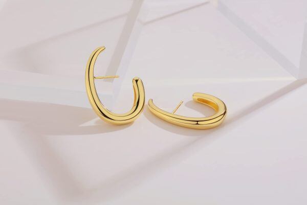 Sterling Silver U Hoop Earrings-3