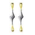 wholesale 925 Sterling Silver & Gold Plated Cubic Zirconia-Shaped Teardrop Dangle Earrings-0-0