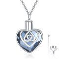 wholesale 925 Sterling Silver Celtic Knot Blue Crystal Heart Keepsake Pendant Necklace with Funnel and Fill Tool-0-0