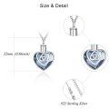wholesale 925 Sterling Silver Celtic Knot Blue Crystal Heart Keepsake Pendant Necklace with Funnel and Fill Tool-0-3