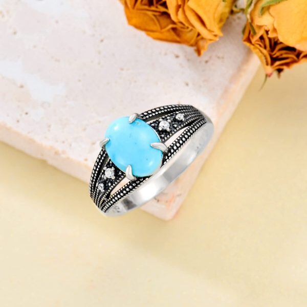 Sterling Silver Oval Shaped Turquoise Ring-4