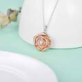 wholesale 925 Sterling Silver Photo Holder Lockets for Women - 3D Rose Gold Plated Round Cubic Zirconia Pendant Necklaces-0-1
