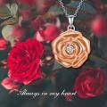 wholesale 925 Sterling Silver Photo Holder Lockets for Women - 3D Rose Gold Plated Round Cubic Zirconia Pendant Necklaces-0-5