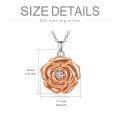 wholesale 925 Sterling Silver Photo Holder Lockets for Women - 3D Rose Gold Plated Round Cubic Zirconia Pendant Necklaces-0-6