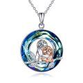 wholesale 925 Sterling Silver Blue Crystal Sloth Family Love Pendant Necklace for Women-0-0